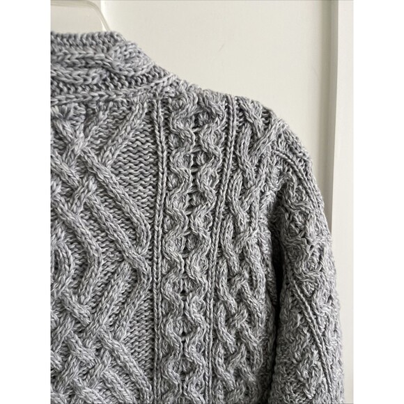 NWOT Aran Crafts Merino Wool Sweater Womens Grey Cardigan Ireland Long Cable S - Picture 9 of 10